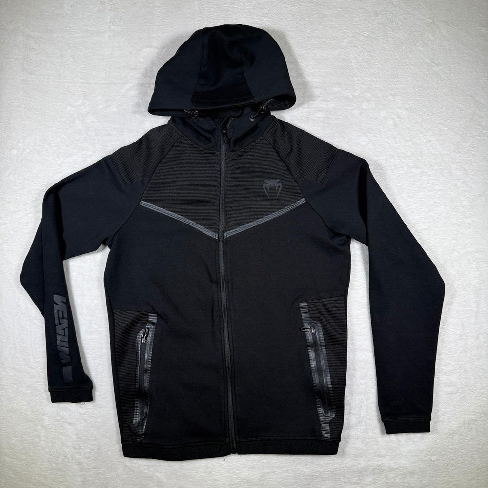 Venum Black Full Zip Hoodie Athletic Track Jacket Size S Gym‎ Training